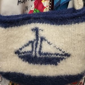 Les Bella Posh Wool Nautical Design Purse/Bag.